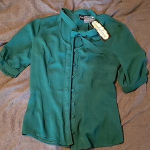 Voodoo Vixen tie neck blouse